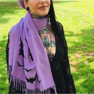 Witchwood bags vegan cashmere lavender bat scarf